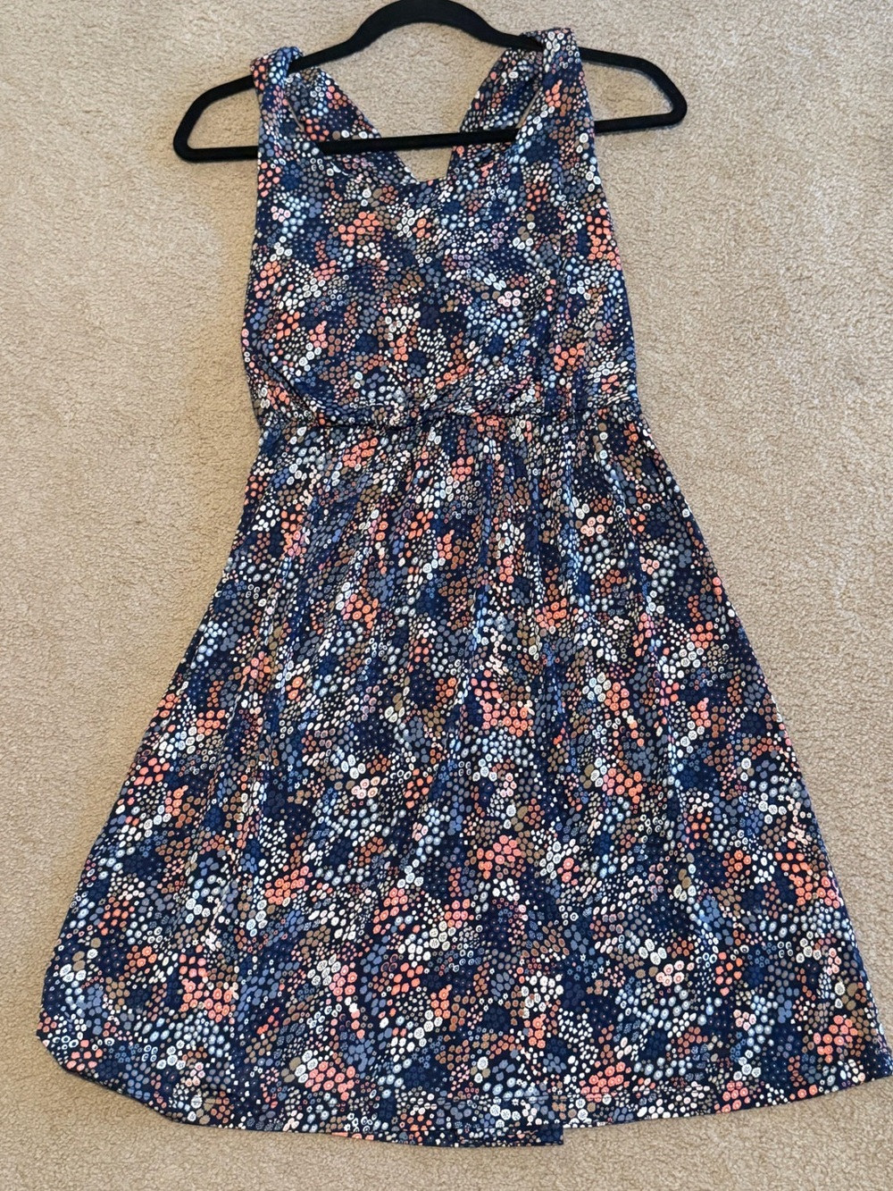 Kaileigh Tasha Knit Dress Large Navy Floral Criss Cross Back Stitch Fix